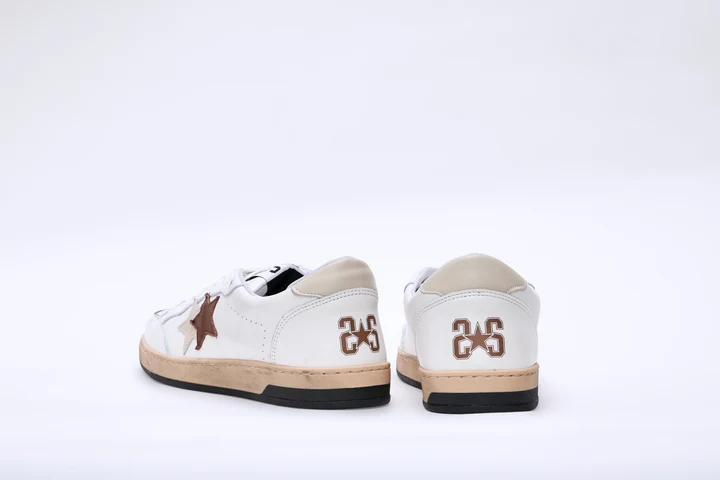 2STAR Sneakers Week in pelle – Bianco, beige e marrone | ViaMonte Shop