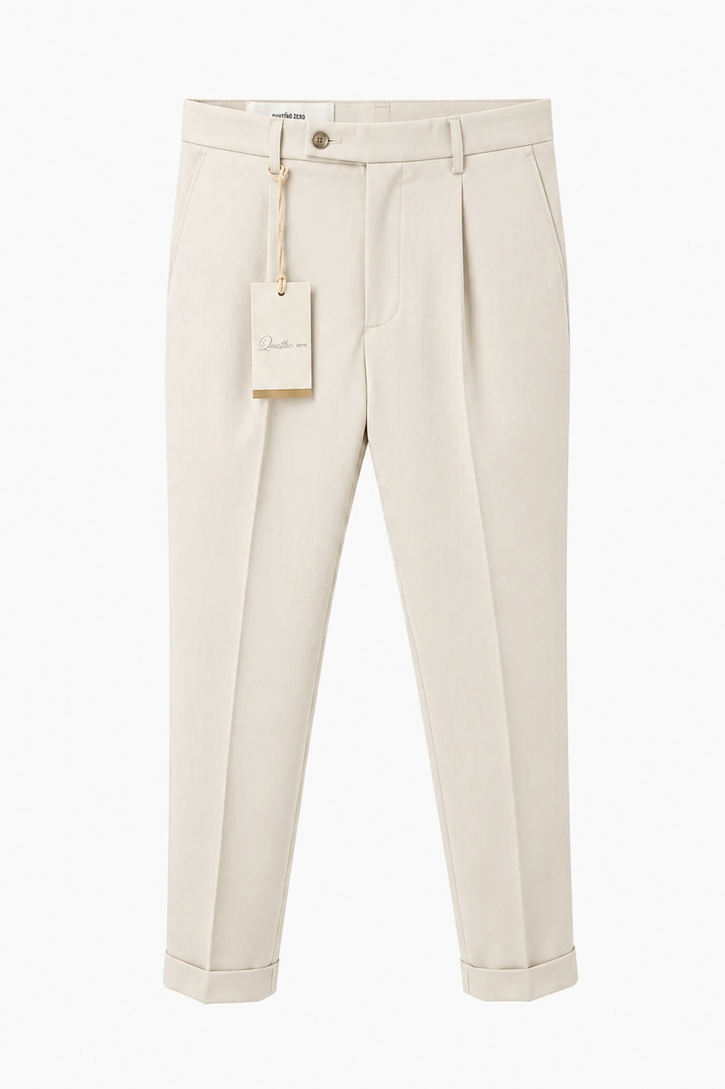 Pantalone uomo Quattro.Zero con Pince e Risvolto beige | ViaMonte Shop