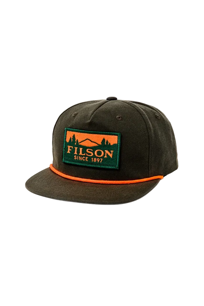Filson Scenic Graphic Trucker cappello in cotone verde oliva