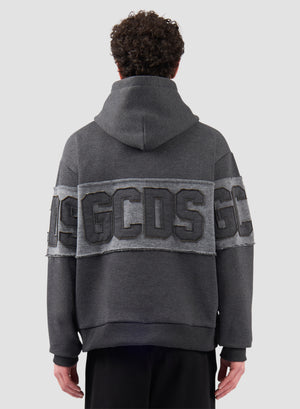 Felpa con Cappuccio GCDS Band Logo Patch Uomo Antracite Grigio - Vista retro