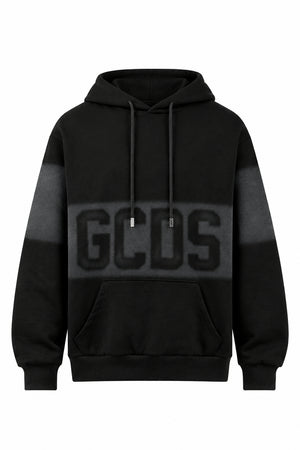 Felpa con Cappuccio GCDS Logo Spray Uomo - Nera/Grigia | ViaMonte Shop