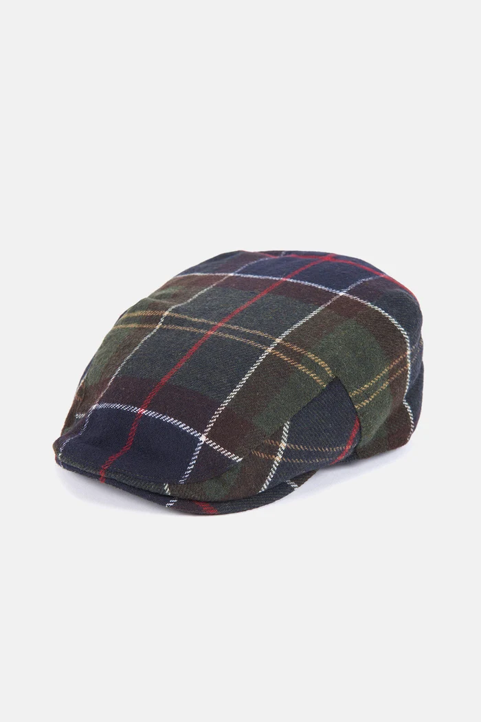 Barbour cappello coppola in lana fantasia verde tartan classico | ViaMonte Shop