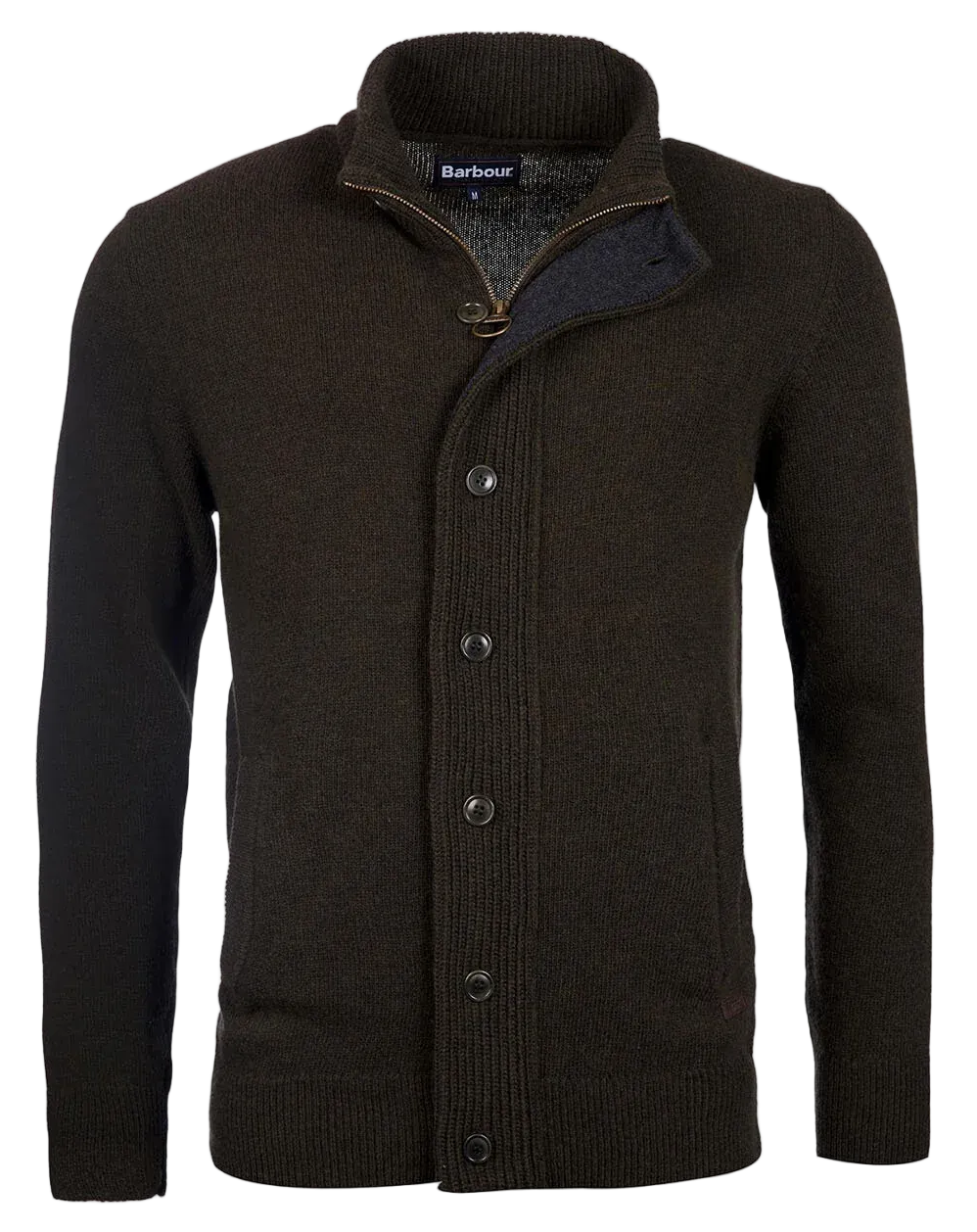 Barbour maglione patch e zip verde militare | ViaMonte Shop