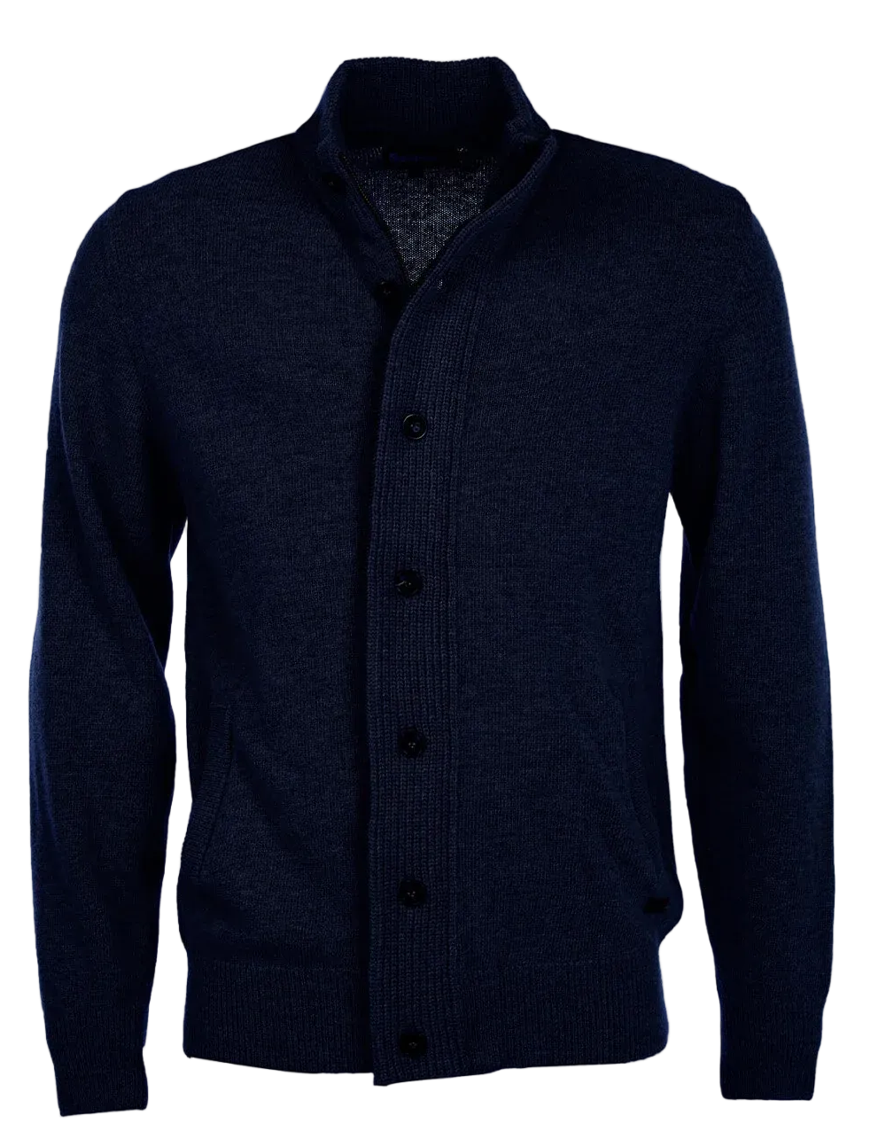 Barbour maglione con Patch e Zip in lana blu | ViaMonte Shop