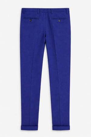 Pantalone uomo Portofino Quattro.Zero in cotone blu royal con risvolto | ViaMonte Shop