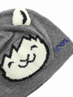 ViaMonte Shop | Emporio Armani cappello grigio neonato con patch in misto lana