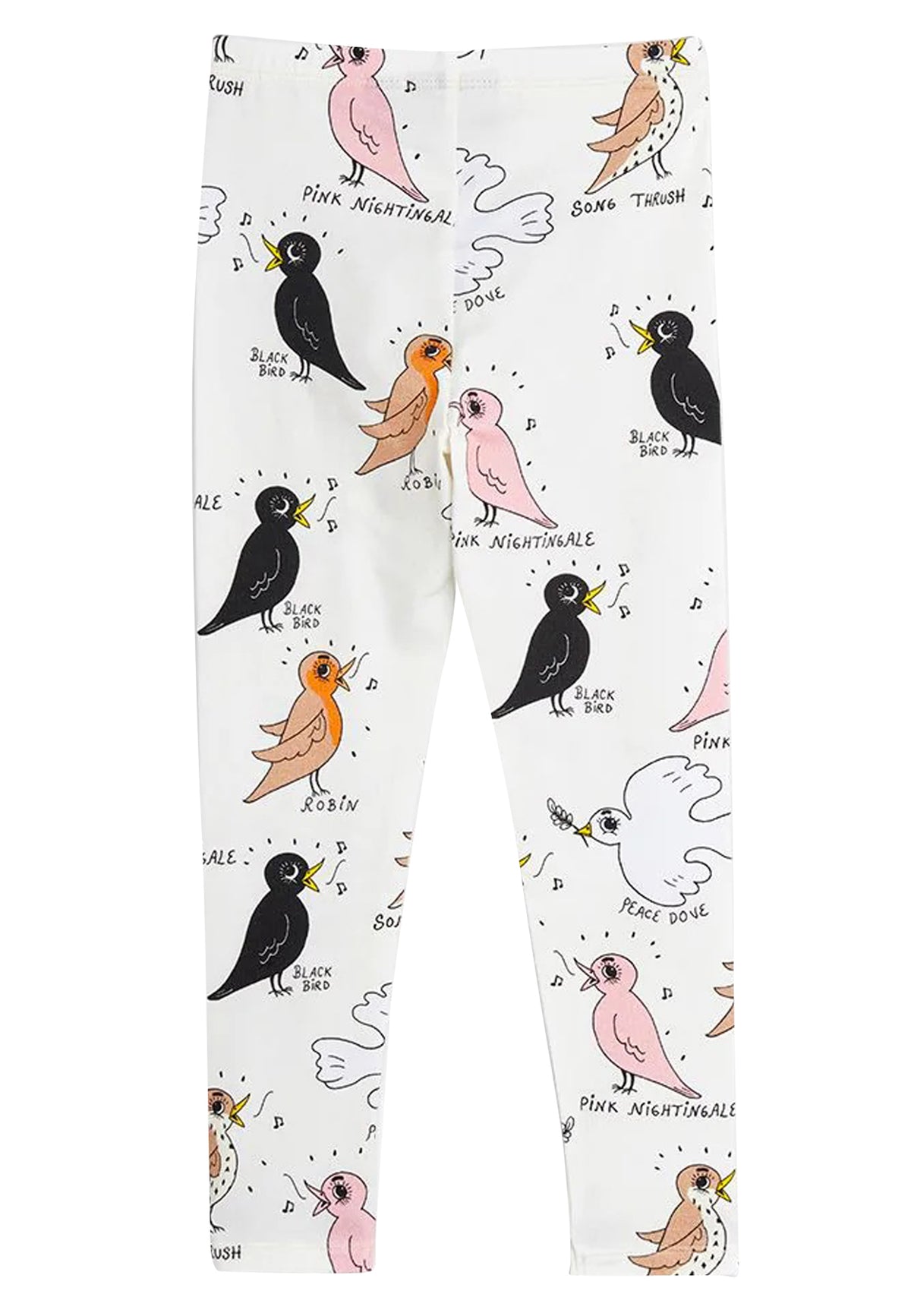 ViaMonte Shop | Mini Rodini bambina leggings bianco con stampa uccelli all over in cotone