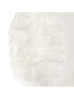 ViaMonte Shop | Monnalisa baby girl collant panna da battesimo in caldo cotone con ruches
