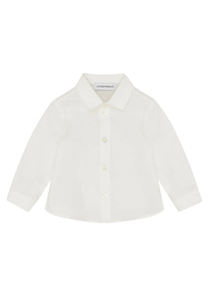 ViaMonte Shop | Emporio Armani camicia bianca neonato in cotone con logo jacquard