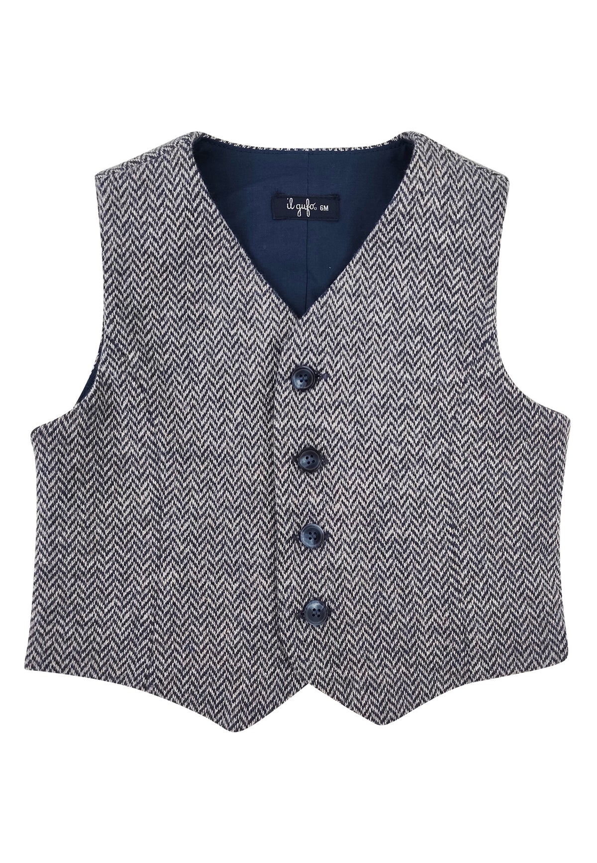 ViaMonte Shop | Il Gufo gilet neonato in cotone a spina di pesce