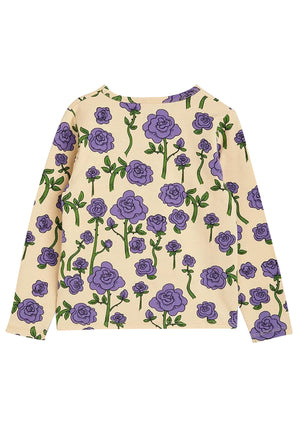 ViaMonte Shop | Mini Rodini t-shirt beige bambina in cotone biologico con rose all over