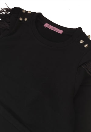 ViaMonte Shop | Miss Blumarine felpa nera bambina con applicazioni