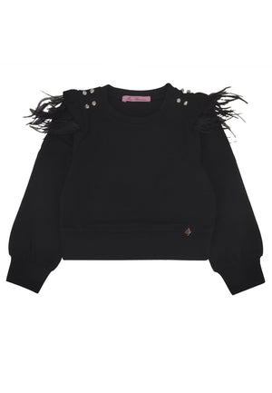 ViaMonte Shop | Miss Blumarine felpa nera bambina con applicazioni