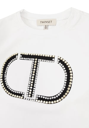 ViaMonte Shop | Twin Set bambina t-shirt bianca in jersey di cotone