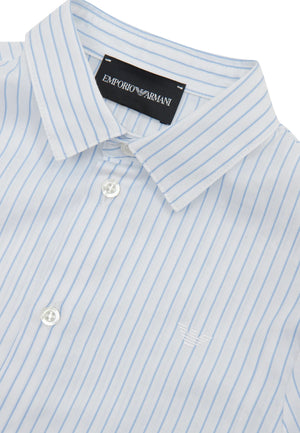 ViaMonte Shop | Emporio Armani camicia bianca a righe azzurre bambino in cotone