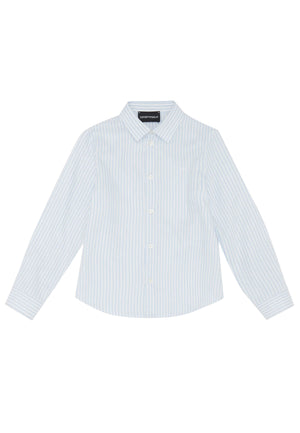 ViaMonte Shop | Emporio Armani camicia bianca a righe azzurre bambino in cotone