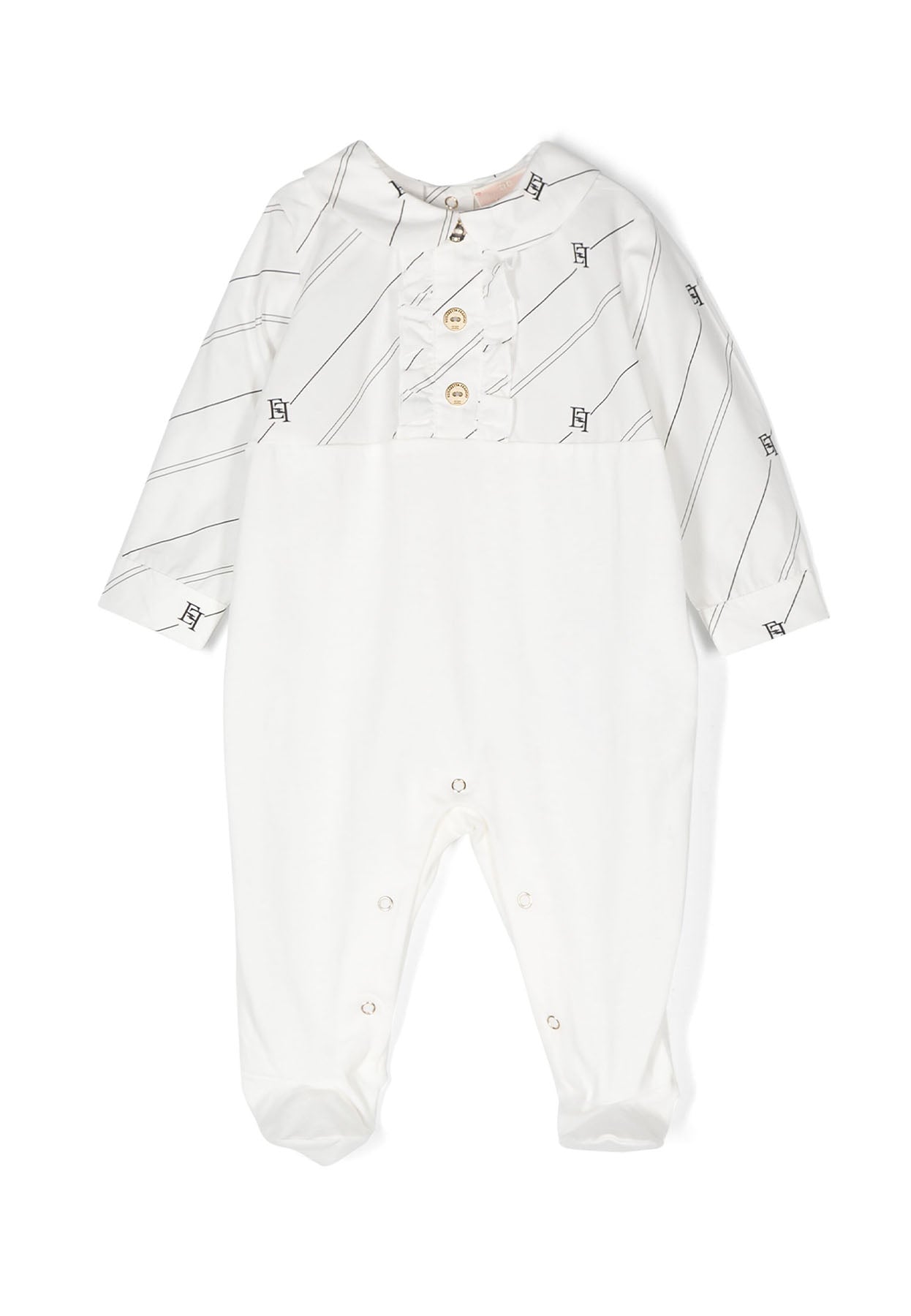 Elisabetta Franchi tutina bianca neonata in cotone ViaMonte Shop