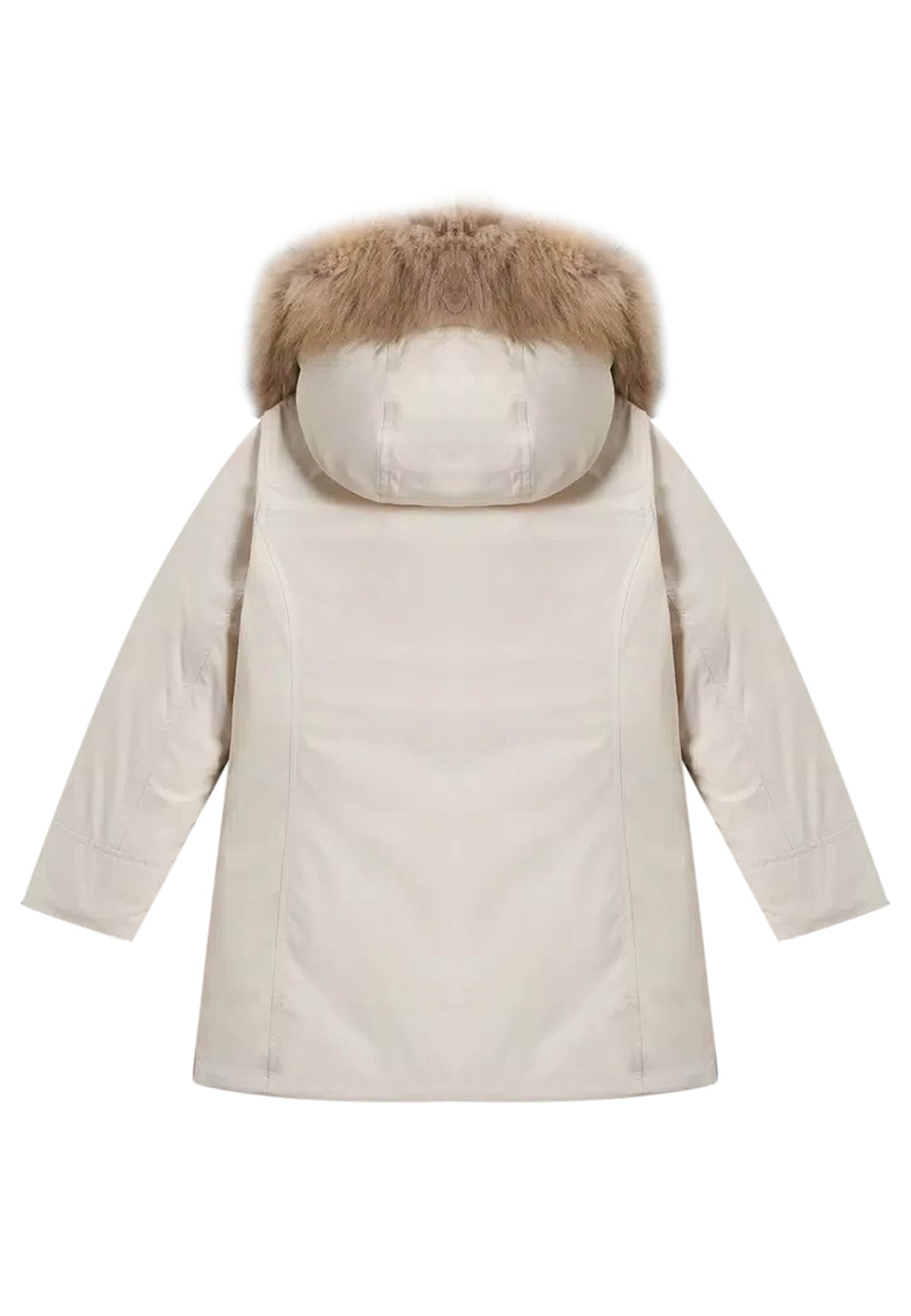 ViaMonte Shop | Woolrich kids giubbino Luxury Arctic Raccoon Parka beige bambina in tessuto Urban Touch