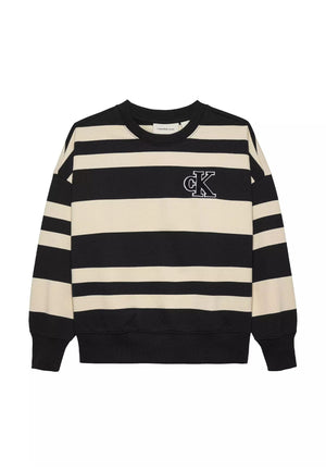 Felpa bambino Calvin Klein Jeans nera/crema in cotone
