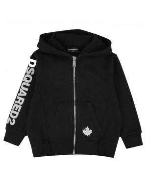Felpa bambino Dsquared2 nera in cotone con cappuccio