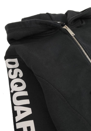 Felpa bambino Dsquared2 nera in cotone con cappuccio