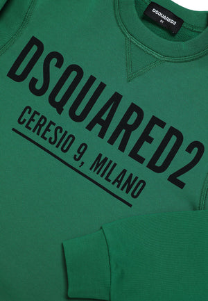 Felpa bambino Dsquared2 verde in cotone | ViaMonte Shop