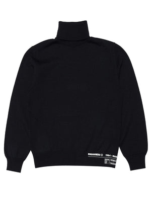 Maglia bambino Dsquared2 nera in misto lana
