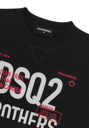 Felpa bambino Dsquared2 nera in cotone