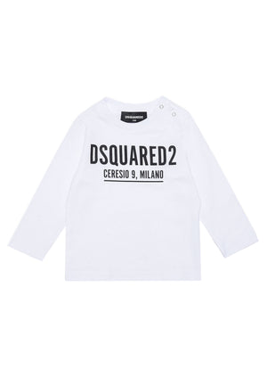 T-shirt neonato Dsquared2 bianca in jersey di cotone