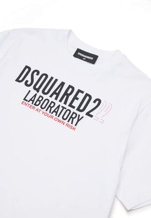 T-shirt bambino Dsquared2 bianca in cotone