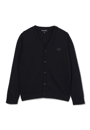 Emporio Armani maglia cardigan blu navy bambino in cotone