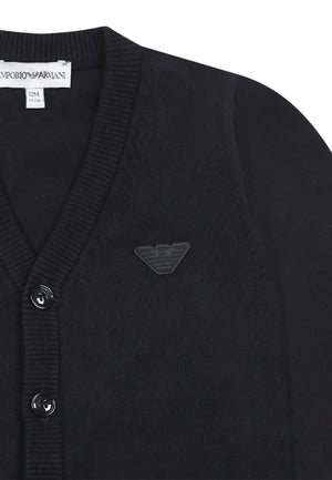 Emporio Armani maglia cardigan blu navy neonato in cotone