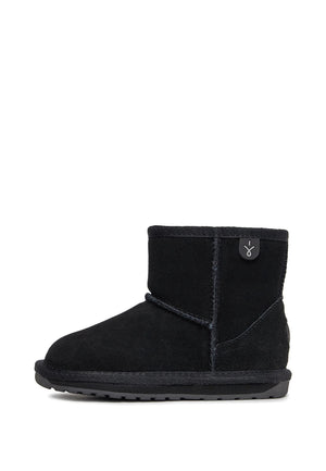 Stivaletto bambina EMU Australia wallaby mini nero in pelle scamosciata