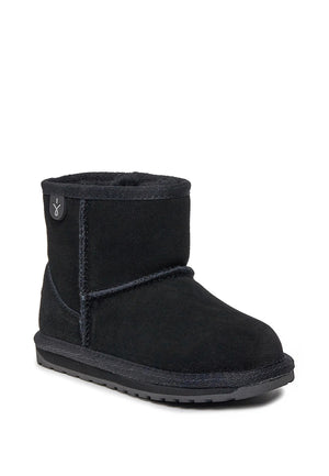 Stivaletto bambina EMU Australia wallaby mini nero in pelle scamosciata