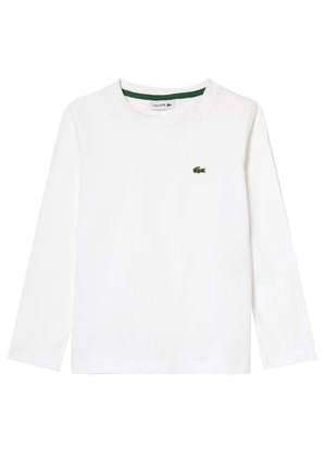T-shirt per bambino Lacoste bianca in cotone