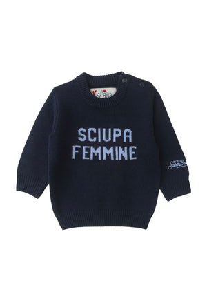 Maglia Douglas bambino MC2 Saint Barth kids blu in misto cashmere