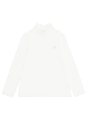 Lupetto bambina Monnalisa bianco in jersey elasticizzato