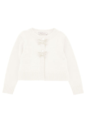 Maglia cardigan neonata Monnalisa panna in misto lana