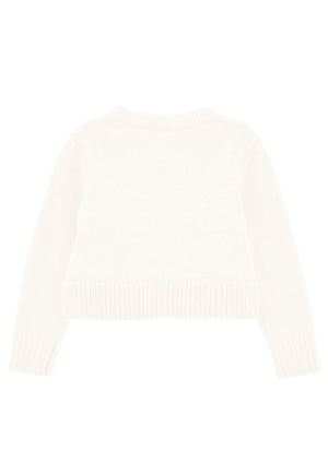 Maglia cardigan neonata Monnalisa panna in misto lana