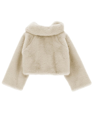 Giacca peluche neonata Monnalisa panna