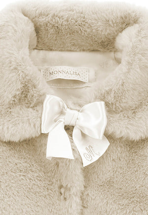 Giacca peluche neonata Monnalisa panna