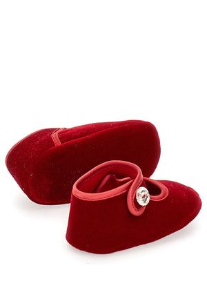 Scarpa neonata Monnalisa rossa rubino in velluto | ViaMonte Shop