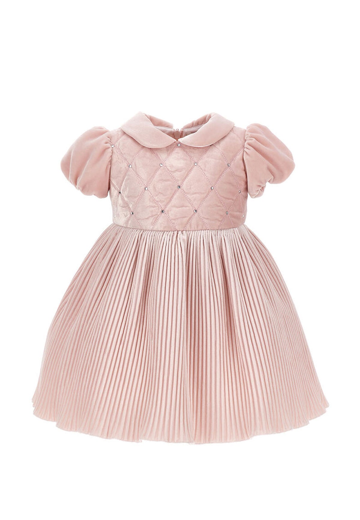 Vestito neonata Monnalisa rosa antico in velluto