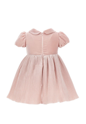 Vestito neonata Monnalisa rosa antico in velluto