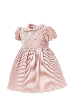 Vestito neonata Monnalisa rosa antico in velluto
