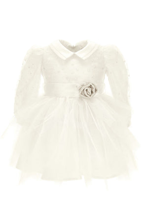 Vestito neonata Monnalisa bianco in tulle | ViaMonte Shop