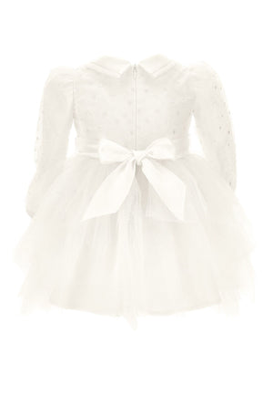 Vestito neonata Monnalisa bianco in tulle | ViaMonte Shop