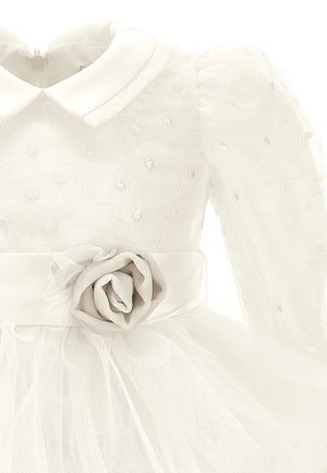 Vestito neonata Monnalisa bianco in tulle | ViaMonte Shop