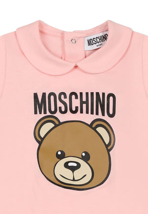 Tutina neonata Moschino Kids rosa in cotone
