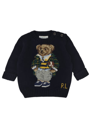 Maglia neonato Ralph Lauren blu in cotone | ViaMonte Shop